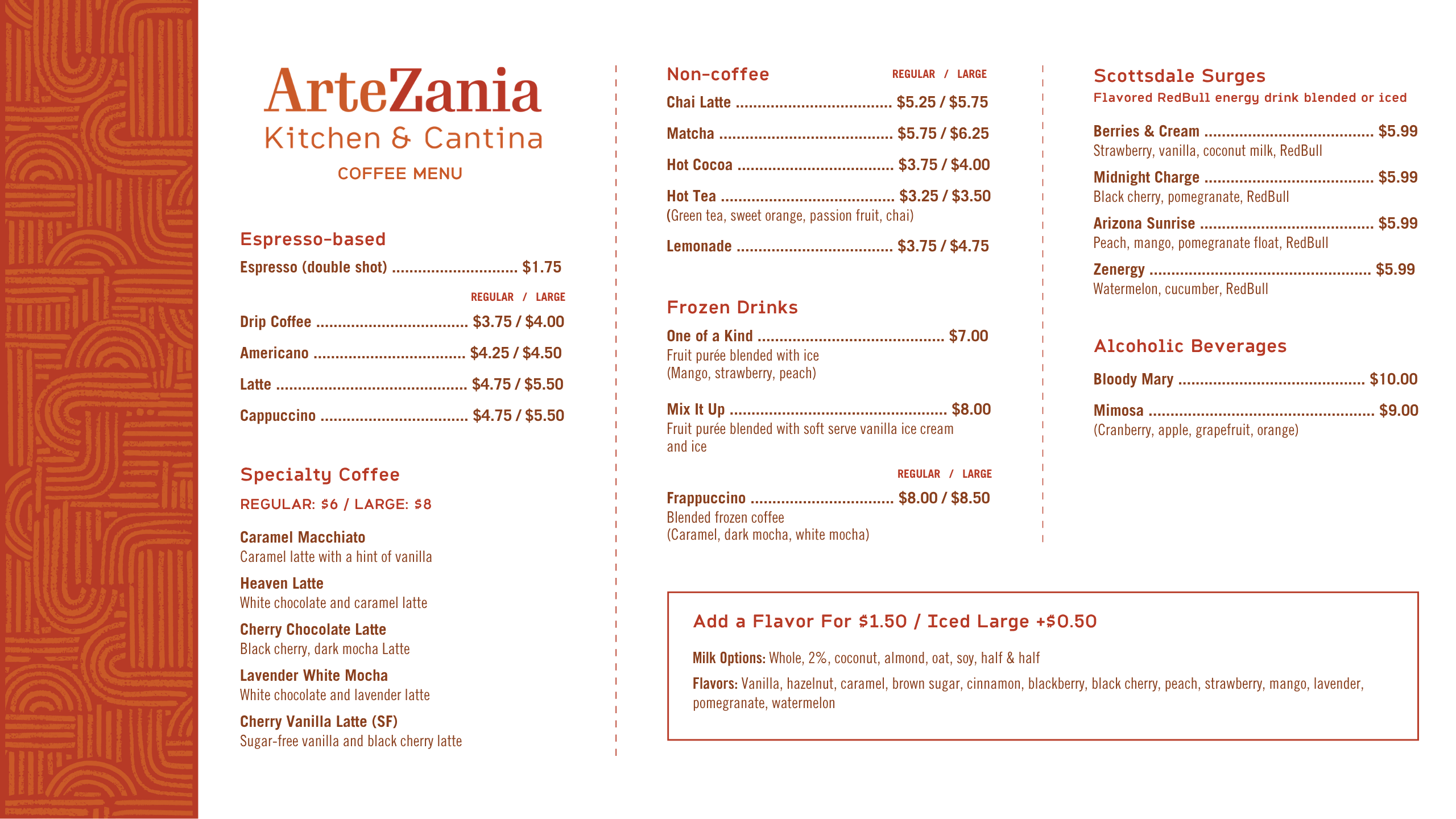 Coffee Menu